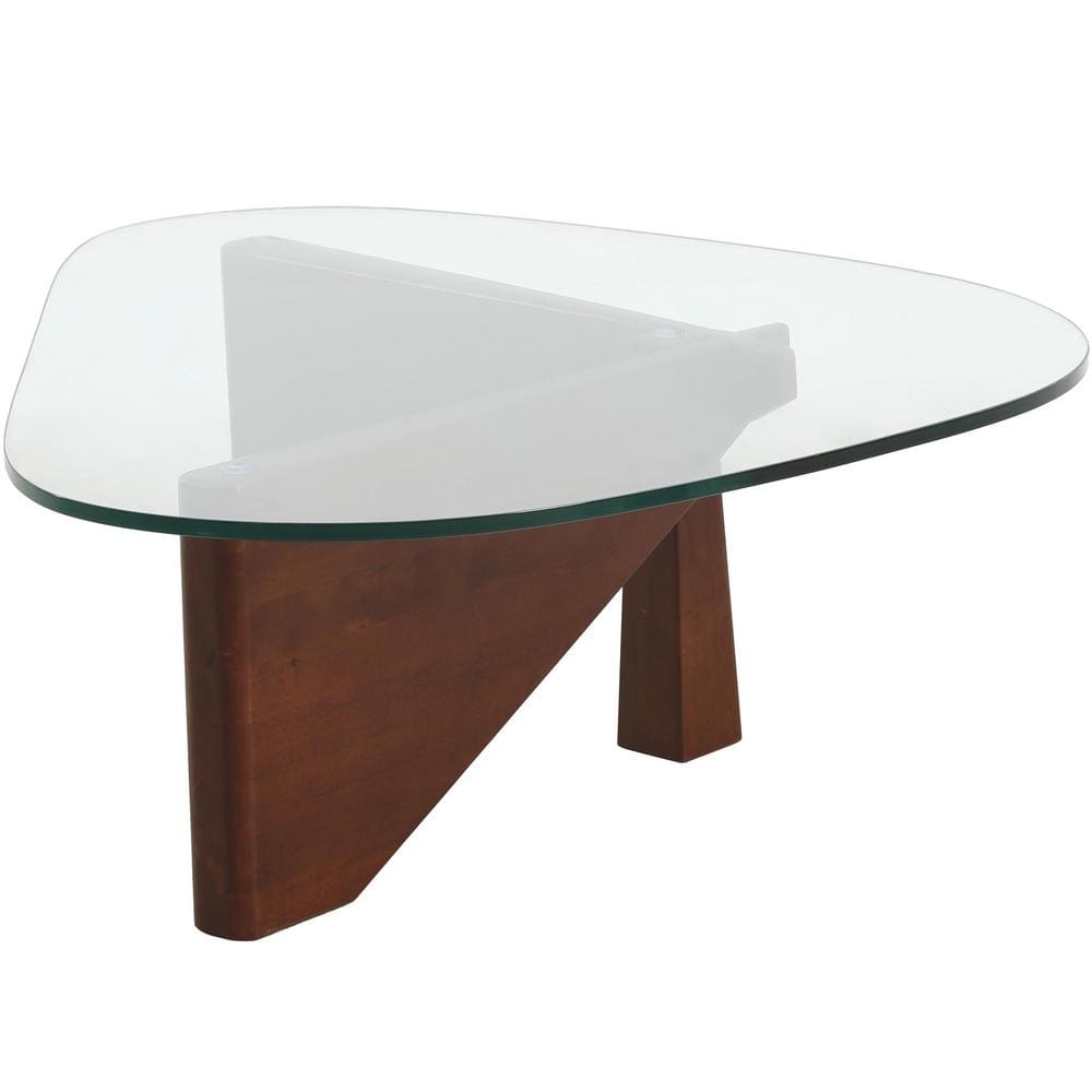 Imperial Dark Walnut Triangular Coffee Table with Glass Top