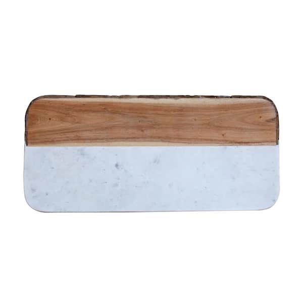 Storied Home Oval 15.5 in. Mango Wood and Marble Cheese Board