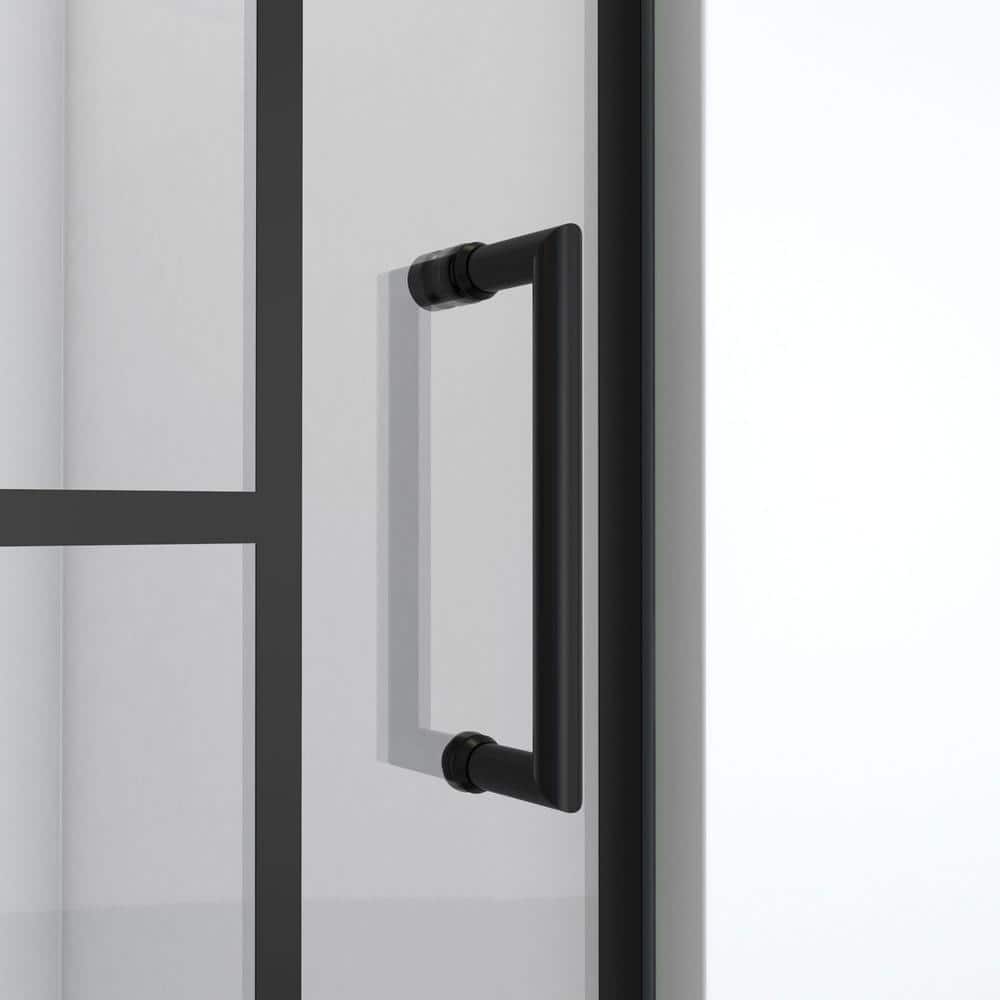 Unidoor Toulon 24" Matte Black Frameless Hinged Shower Door