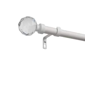 Crystal Ball 66 in. to 120 in. Adjustable Length 1 in. Dia. Single Curtain Rod Kit in Matte White with Finial
