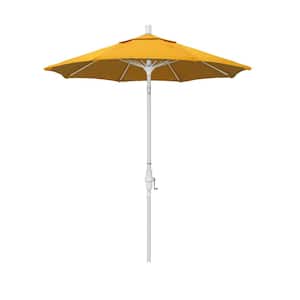 7.5 ft. Matted White Aluminum Market Collar Tilt Patio Umbrella Fiberglass Ribs and in Lemon Olefin