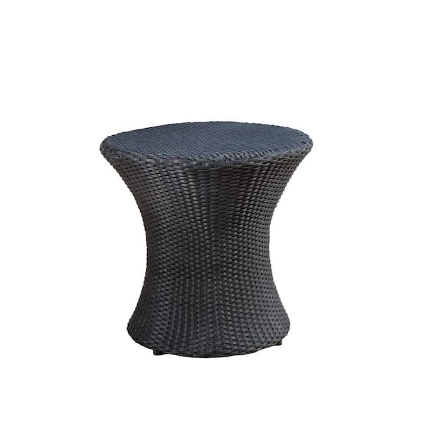 TIRAMISUBEST 19.7 in. Black Wicker Outdoor Side Table