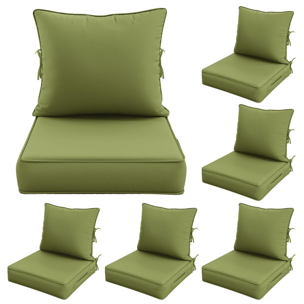 22 in. x 24 in. x 4 in. (6-Pack) Water-Resistant Outdoor Patio Furniture Replacement Deep Seat Cushions, Light Green price history on PriceWatchPro