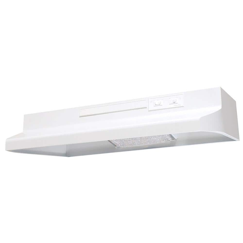 White 24-Inch Convertible Under Cabinet Range Hood with Light
