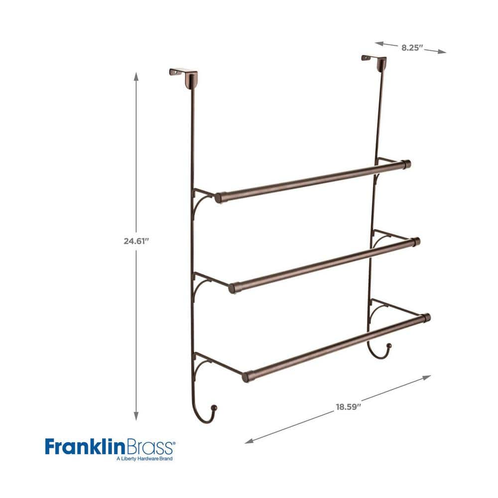 Brushed Bronze Over-the-Door Triple Towel Rack