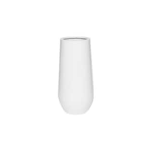 13.78 in. W and 27.56 in. H Medium Round Glossy White Fiberstone Indoor Outdoor Nax Planter