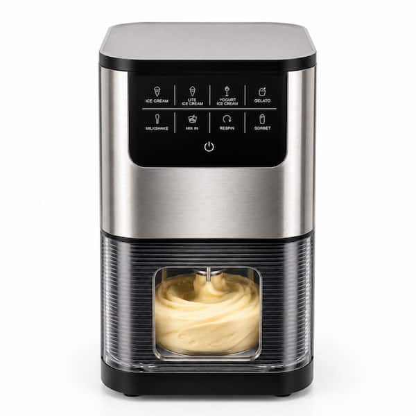 8-in-1 0.6 qt. Ice Cream Maker - Low-Cal Frozen Yogurt, Black