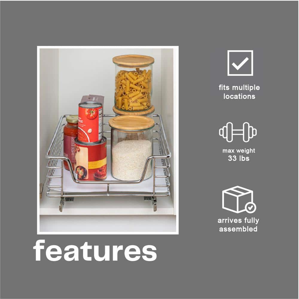 Chrome-Plated Steel Single Tier Under-Cabinet Organizer