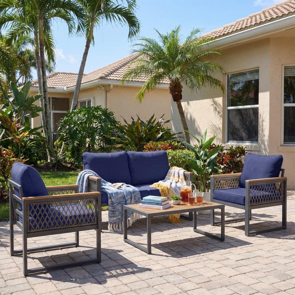 4-Person Modern Metal Frame Patio Sofa with Water-Resistant Cushions price history on PriceWatchPro