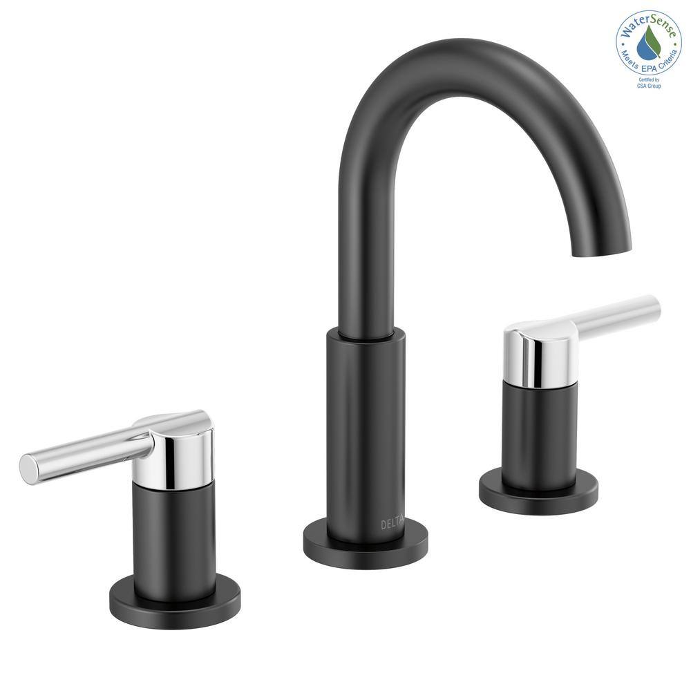Nicoli Black and Chrome Widespread Bathroom Faucet
