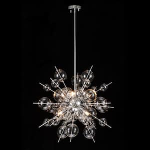 Cecilia 6-Light Glam Modern Sputnik Cluster Clear Glass Globe Bubble Chandelier Starburst Pendant Island Light