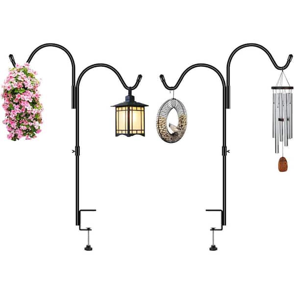 FAWEY TRED INC 35 in. 2 PackMetal  Double Deck Hook for Railing Deck Bird Feeder Pole with 3 in. Strengthened Clamp Steel