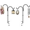 Unbranded 35 in. 2 PackMetal  Double Deck Hook for Railing Deck Bird Feeder Pole with 3 in. Strengthened Clamp Steel DAB6HEJ