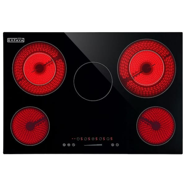 30 in. ETL-Certified 5 EGO Heating Elements Electric Radiant Cooktop 240V 7200W Built-In Stove in Black