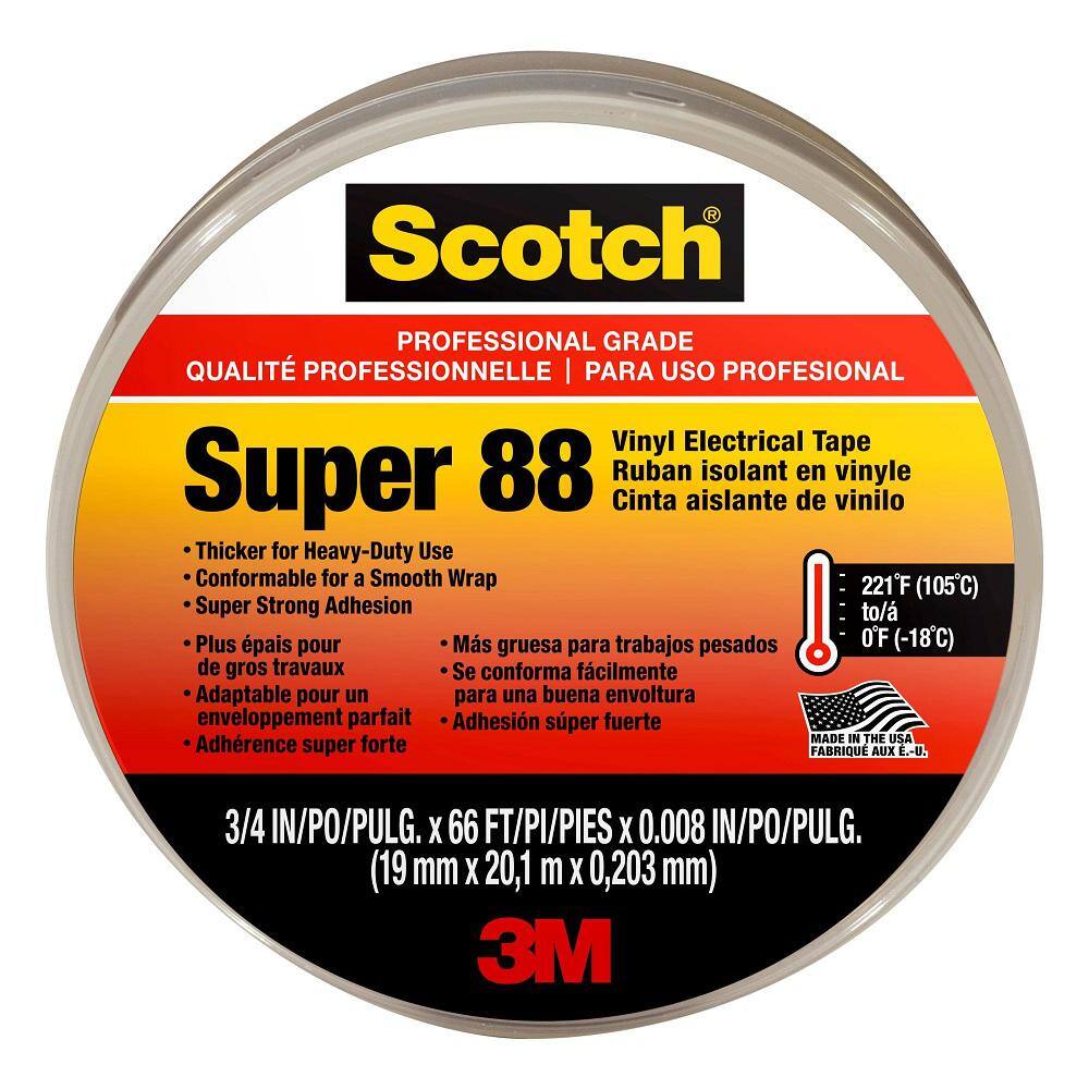 3M Scotch Super 88 Black Electrical Insulation Tape 50mm x 33m Polyvinyl Chlorid