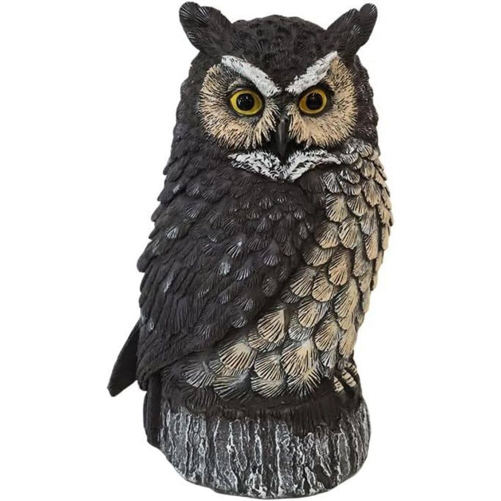 Solar Owl Garden Statue With LED Lights - Resin Outdoor Decor With Succulent Planter & Hide-A-Key