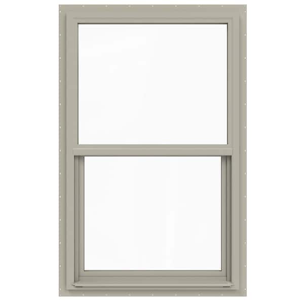 JELD-WEN 30 in. x 48 in. V-4500 Series Desert Sand Single-Hung Vinyl Window with Fiberglass Mesh Screen
