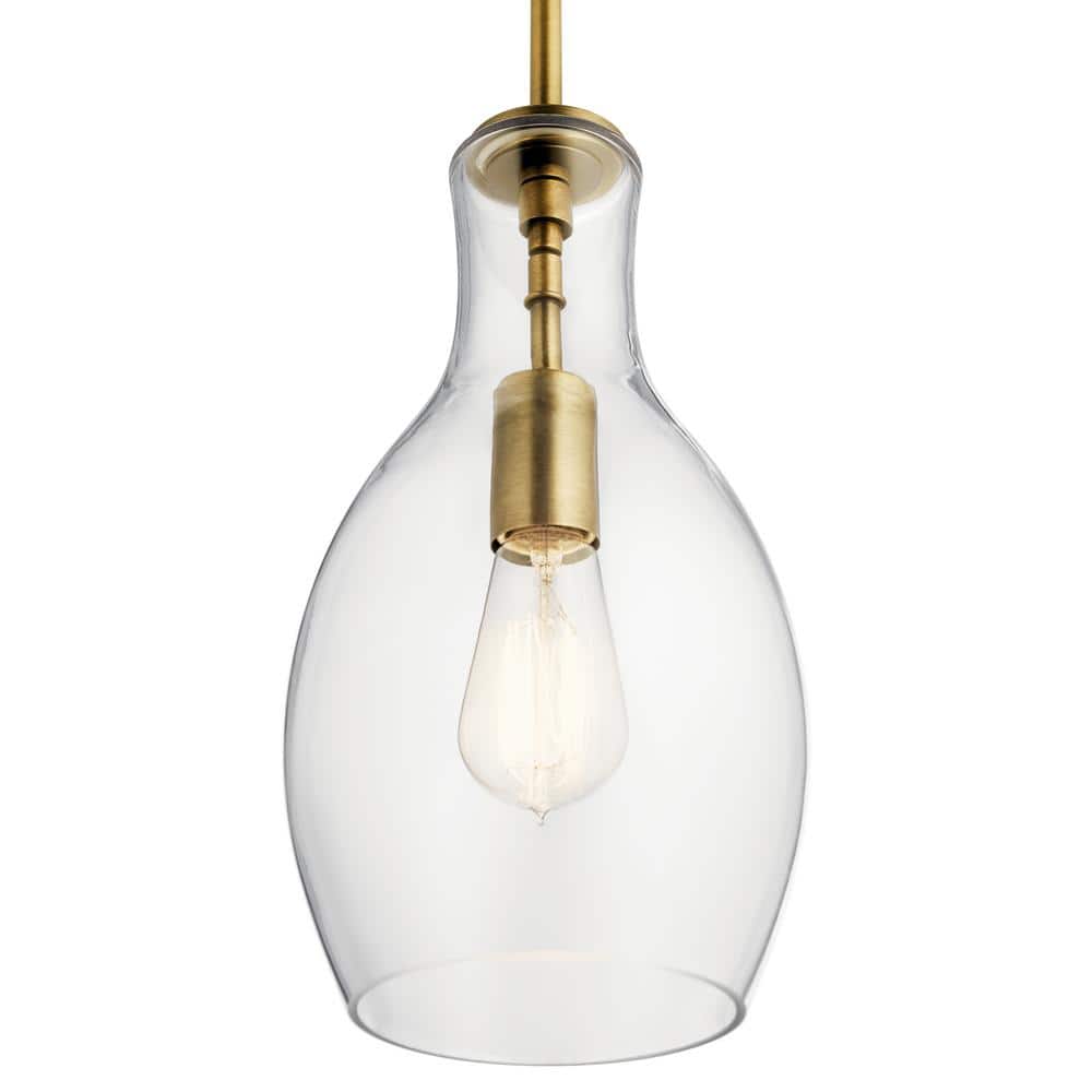 Everly 13.75" Clear Glass and Brass Mini Pendant Light