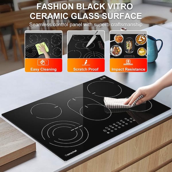 30 Inch Induction Cooktop, Electric Cooktop with 4 Burners Drop-in Electric  Stove Top 240V Smoothtop Ceramic Glass Induction Burner with Timer, Kid