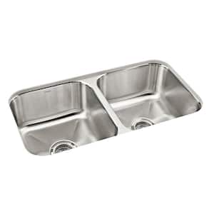 KOHLER Carthage Undermount Stainless Steel 32 in. Double Bowl Kitchen Sink