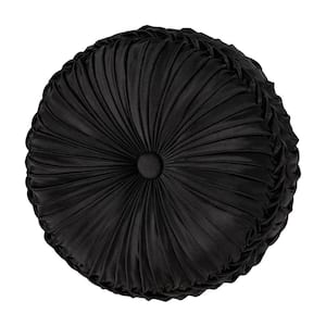 Blythe Black and Gold Polyester Tufted Round Decorative Throw Pillow 15 x 15 in.