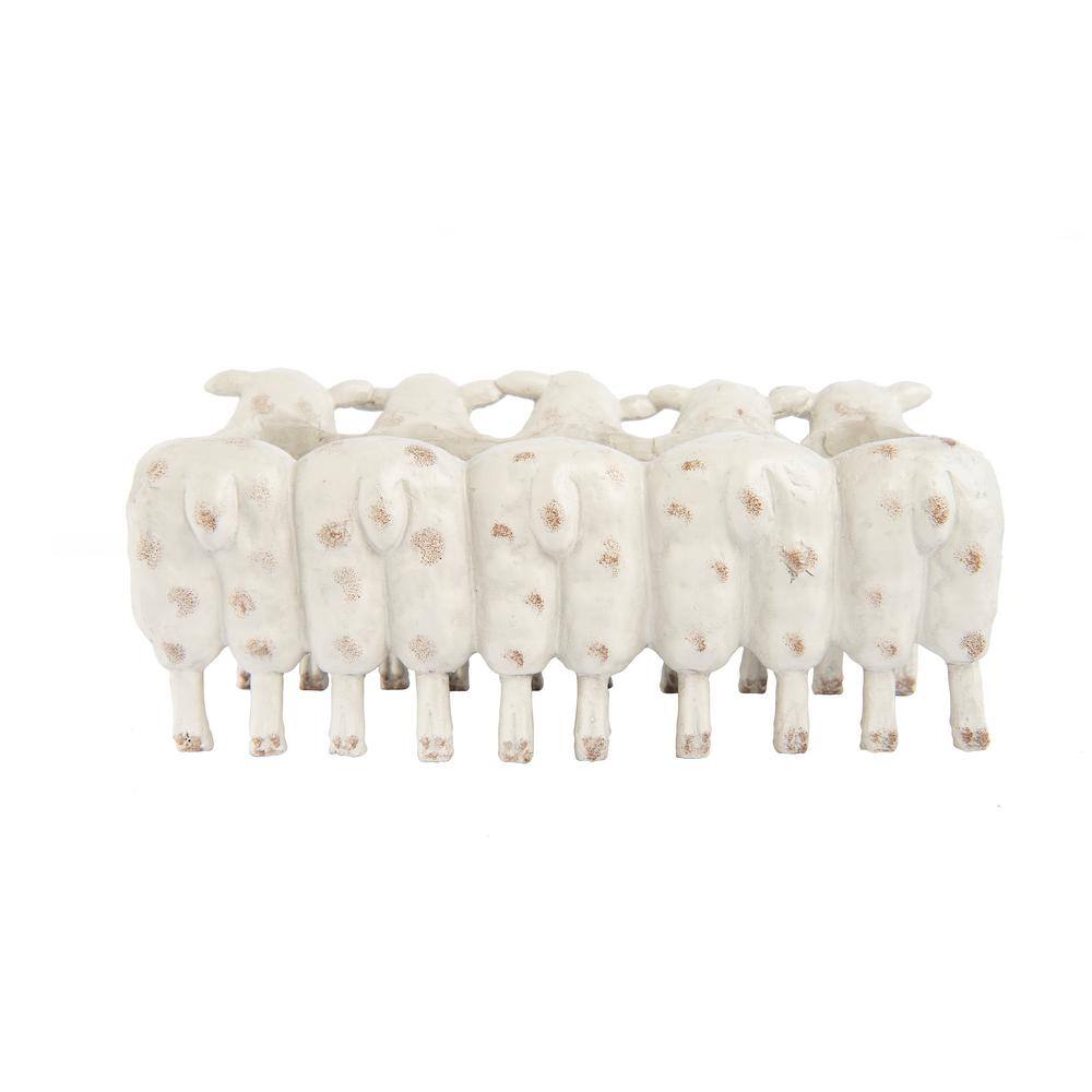 Farmhouse White Resin Sheep Figurine Planter, 13 in