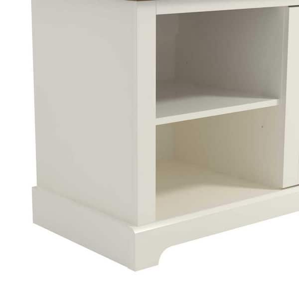 GALANO Heron 68.2 in. Ivory with Knotty Oak 2 Door TV Stand Fits