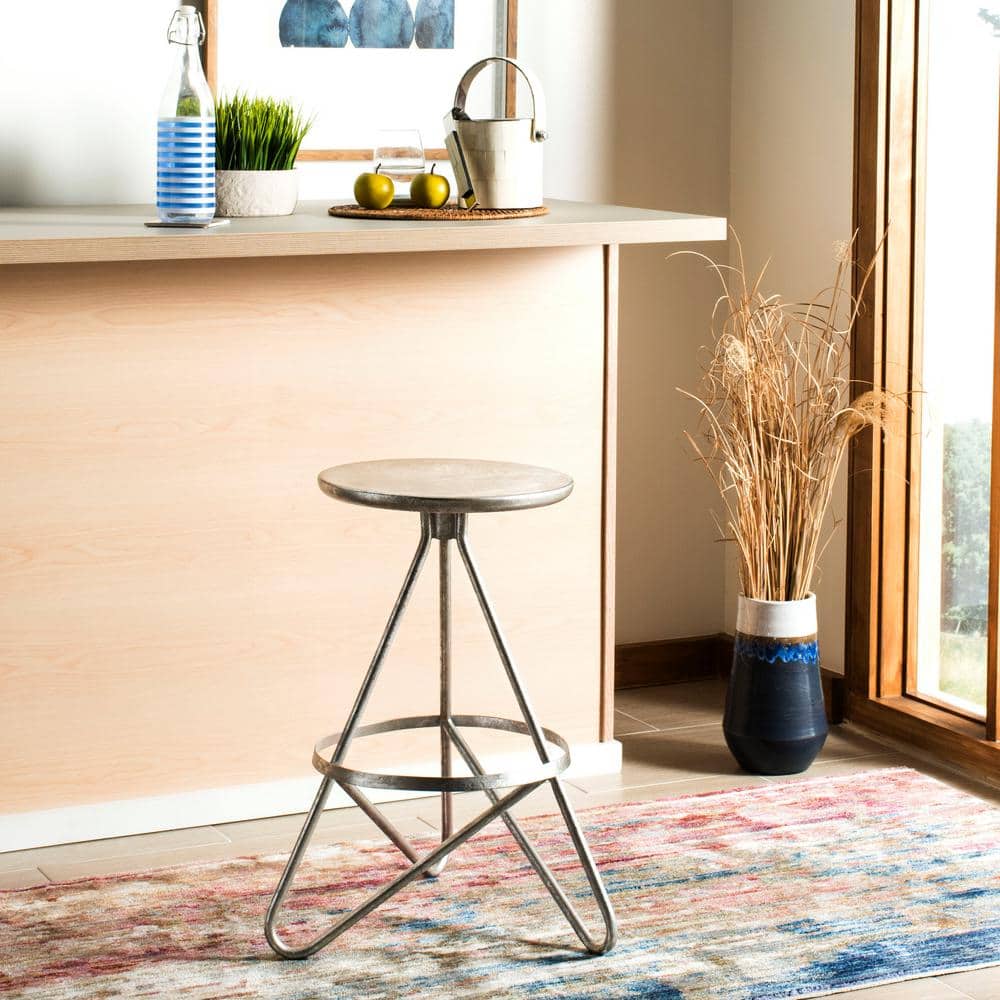 Galexia 24" Silver Leaf Metal Backless Counter Stool