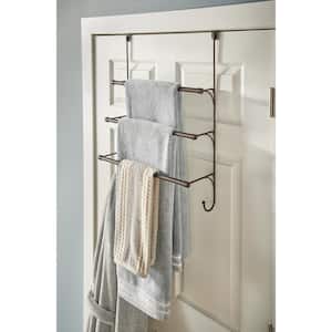 Over-the-Door 3-Bar Towel Holders w/ Hooks Towel Rack in Bronze