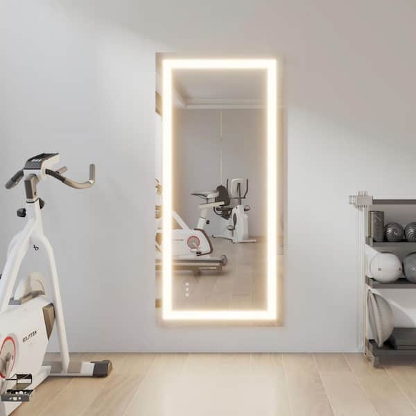 28 in. W x 60 in. H Wall-mounted Full-Length Mirror LED Light Dresser Mirror