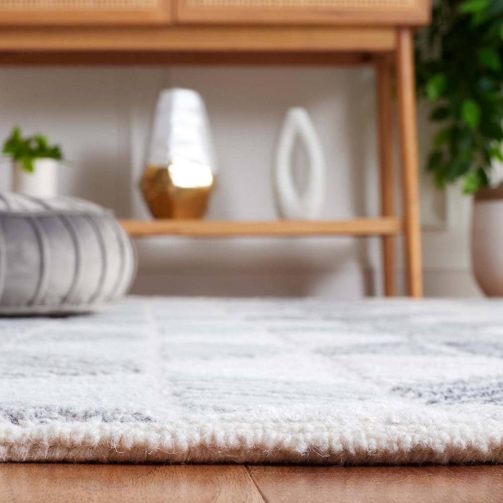 Gray Geometric Hand Tufted Wool Area Rug, 8' x 10'