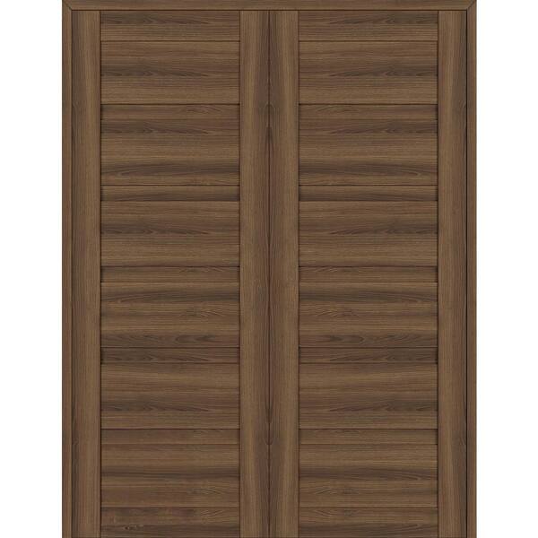 Belldinni Louver 48 in. x 83.25 in. Both Active Pecan Nutwood Wood Composite Double Prehung Interior Door