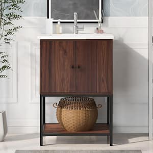 Victoria 18 in. W x 24 in. D x 34 in. H Freestanding Modern Design Single Sink Bath Vanity with Top and Cabinet, Walnut