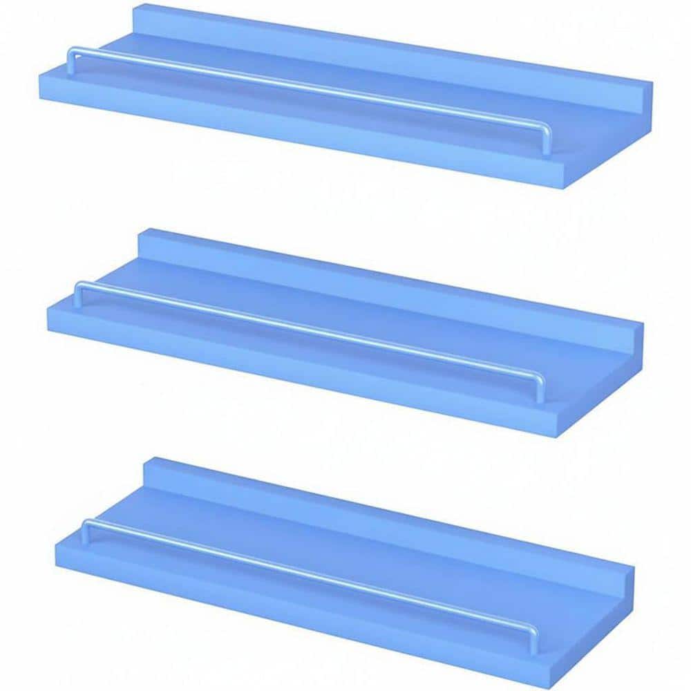 6 in. x 16 in. x 1. 5in. Blue Floating Shelf Decorative Wall Shelf Set ...