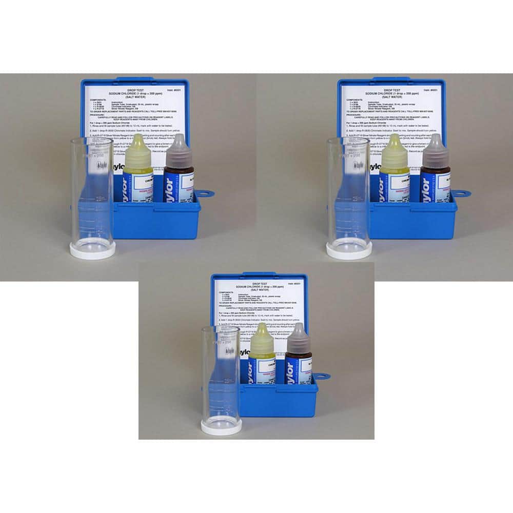 Liquid Pool Spa Sodium Chloride Salt Water Drop Test Kit (3-Pack)