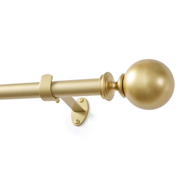 Cordelia Single Curtain Rod with Globe Ball Finial, Soft Gold - 32"W x 78"L