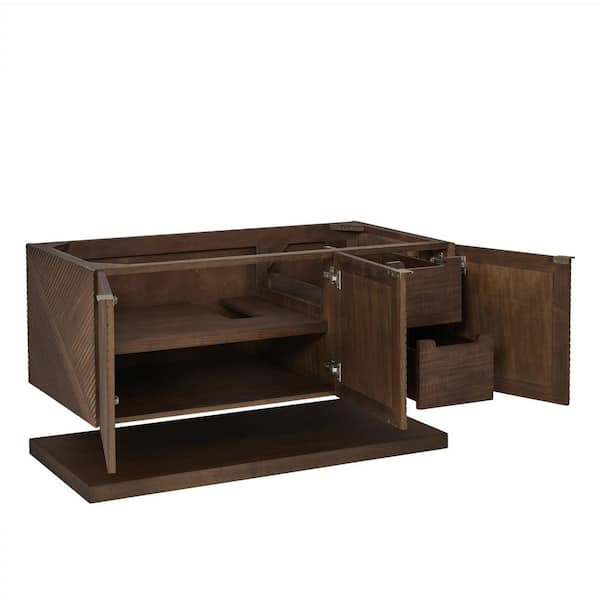 Marcello 48.0 in. W x 23.5 in. D x 37.18 in. H Single Bathroom Vanity in Chestnut with Charcoal Soapstone Quartz Top