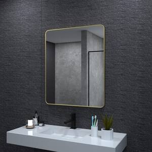 30 in. W x 36 in. H Rectangular Framed Wall Bathroom Vanity Mirror in Brass