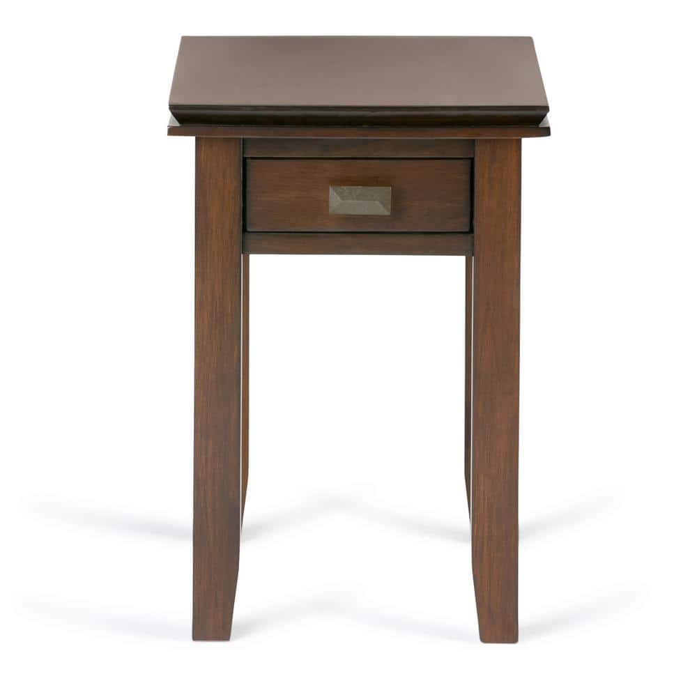 Artisan Russet Brown Wood Narrow End Table with Drawer
