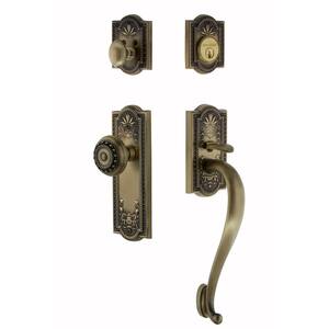 Meadows Plate 2-3/8 in. Backset Antique Brass S Grip Entry Set Meadows Knob