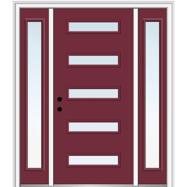 MMI Door 64.5 in. x 81.75 in. Davina Right-Hand Inswing 5-Lite Clear Low-E Painted Fiberglass Prehung Front Door with Sidelites