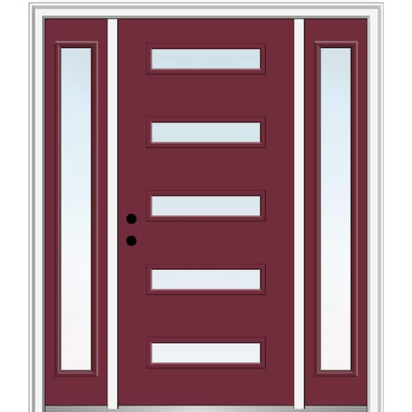 MMI Door 68.5 in. x 81.75 in. Davina Right-Hand Inswing 5-Lite Clear Low-E Painted Fiberglass Prehung Front Door with Sidelites