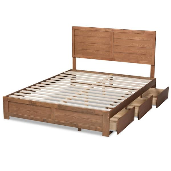 Baxton Studio Lisa Ash Walnut Full Platform Storage Bed 175-9425