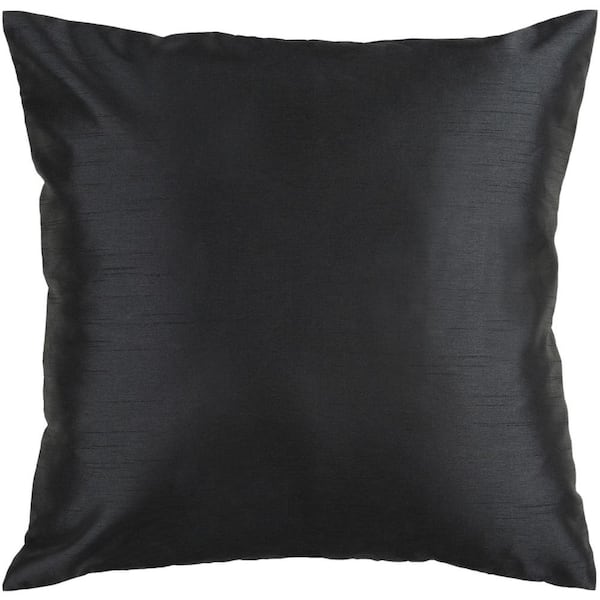 Livabliss Visoko Black Solid Polyester 18 in. x 18 in. Throw Pillow