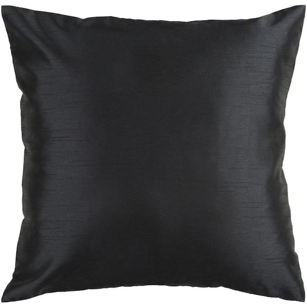 Livabliss Visoko Black Solid Polyester 22 in. x 22 in. Throw Pillow