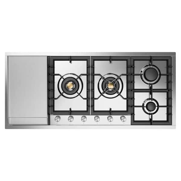 Professional Plus II 48 in. Built in Gas  Cooktop with 6-Sealed Burners, Griddle in Stainless Steel