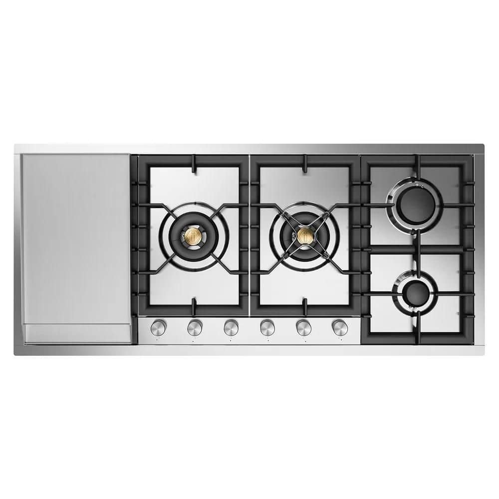Professional Plus II 48 in. Built in Gas Cooktop with 6-Sealed Burners, Griddle in Stainless Steel