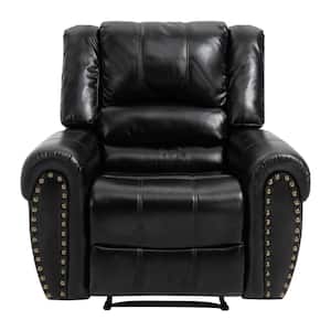 41.25 in. W Breath Leather Black Manual Recliner Chair with 3-Positions