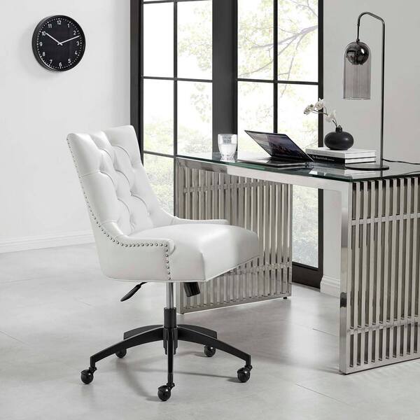 MODWAY Regent Tufted White Faux Leather Seat Office Chair with Matte Black  Metal Base EEI-4573-BLK-WHI - The Home Depot