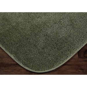 Traditional Deep Fern Green Solid Plush Rectangle 5-Piece Bath Rug Set